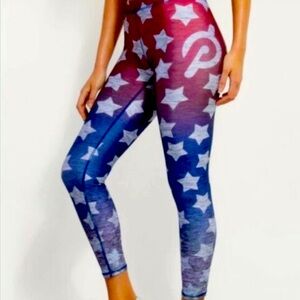 Peloton x Terez Ombré Red White Blue Leggings with Stars